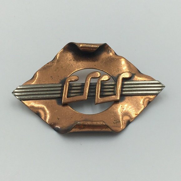 Bronze BROOCH Music Staff with Double Notes - Picture 6 of 7